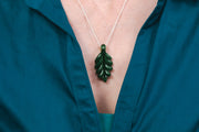 ripple leaf pendant with cremation ash